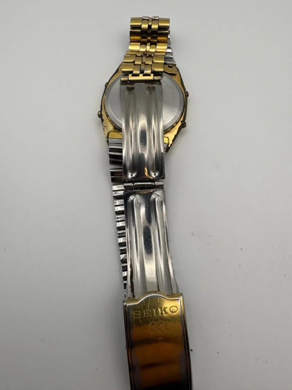 Vintage Seiko A904-5009 Digital Alarm Chronograph Gold Tone Watch Parts Repair